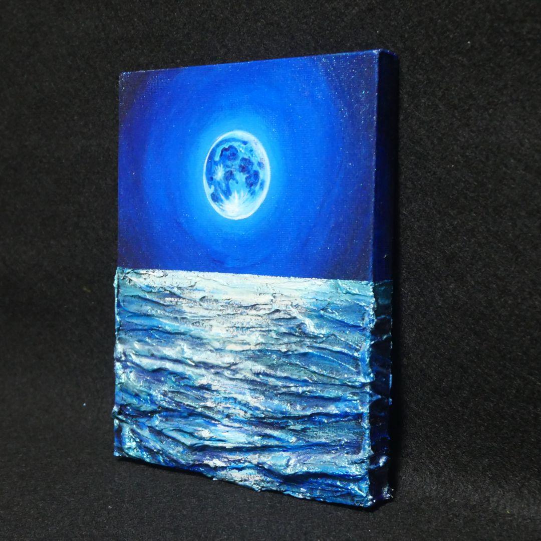 油絵 油彩 油彩画 絵 絵画【青い満月】F0号