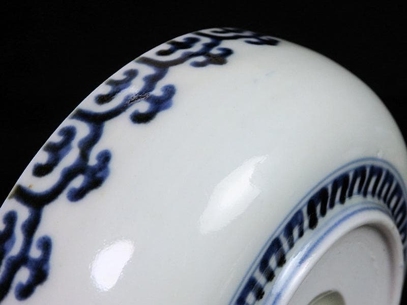 古伊万里 染付 瓔珞紋に団龍紋の図 膾皿 春寒鉢