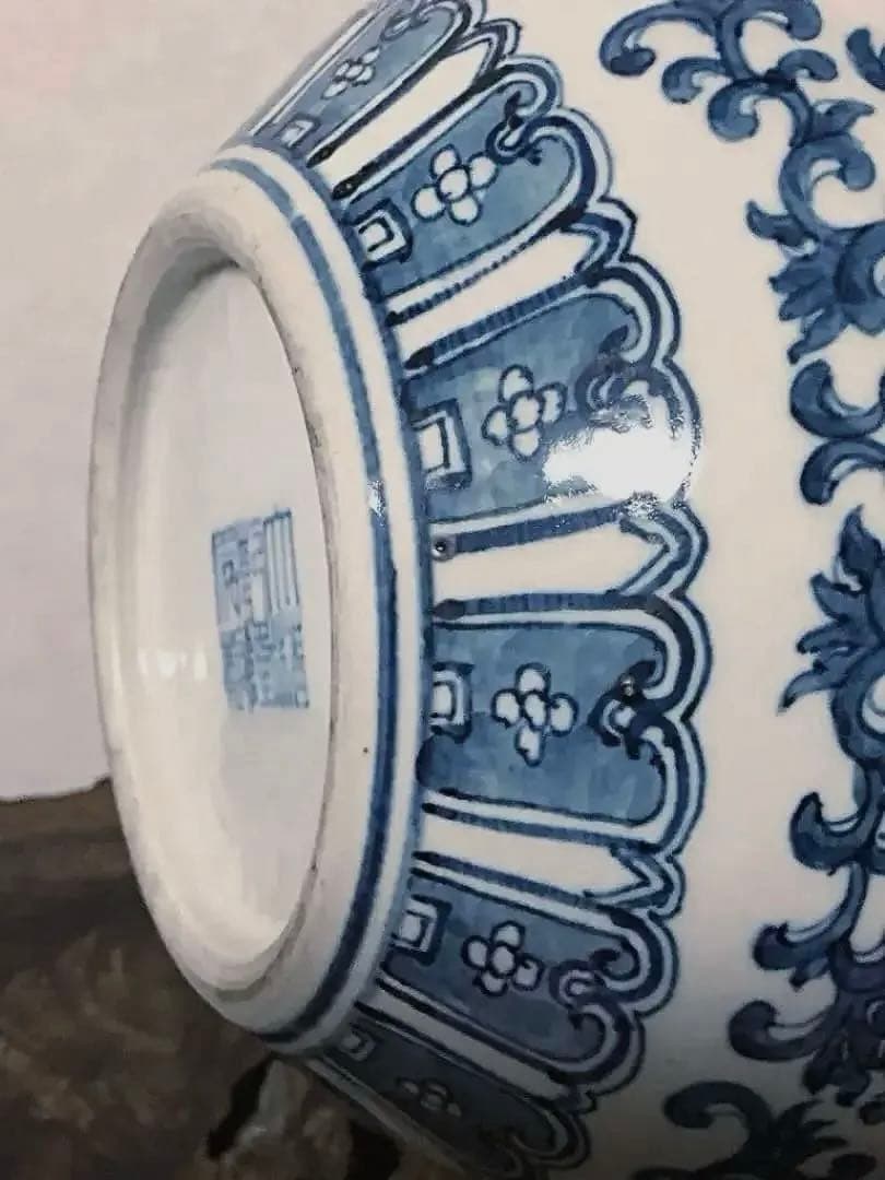 中国仏教美術 景徳鎮 大清乾隆年製 染付 多龍遊雲