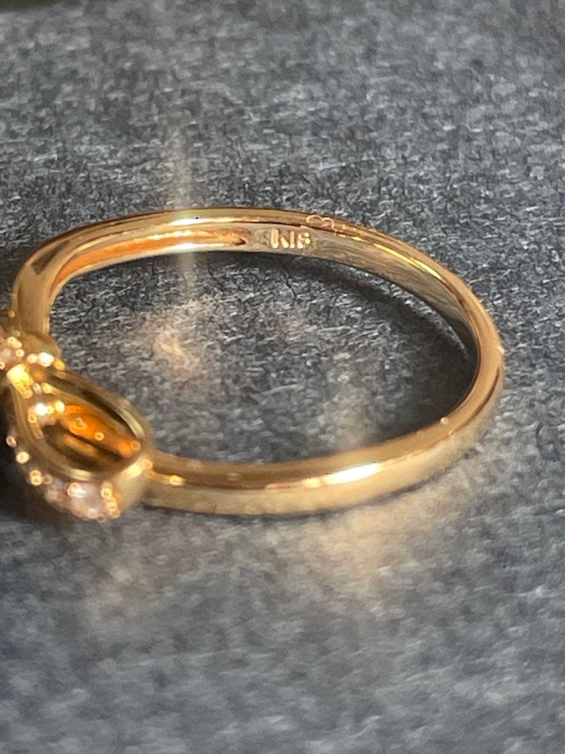 ほぼ未使用✨現行品✨　K18YG ダイヤモンド　リボンリング　9号【保証書あり】