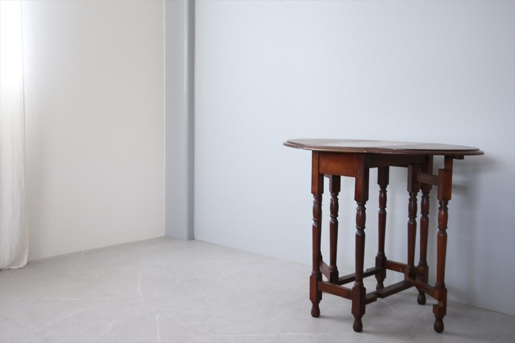 英国アンティーク木製ゲートレッグテーブル/ダイニング机バタフライ(74-79)