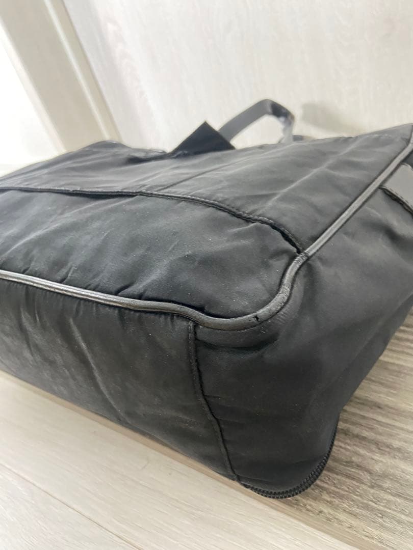 PRADA ビジネスバッグ　三角ロゴプレート　ナイロン　レザー　ブラック