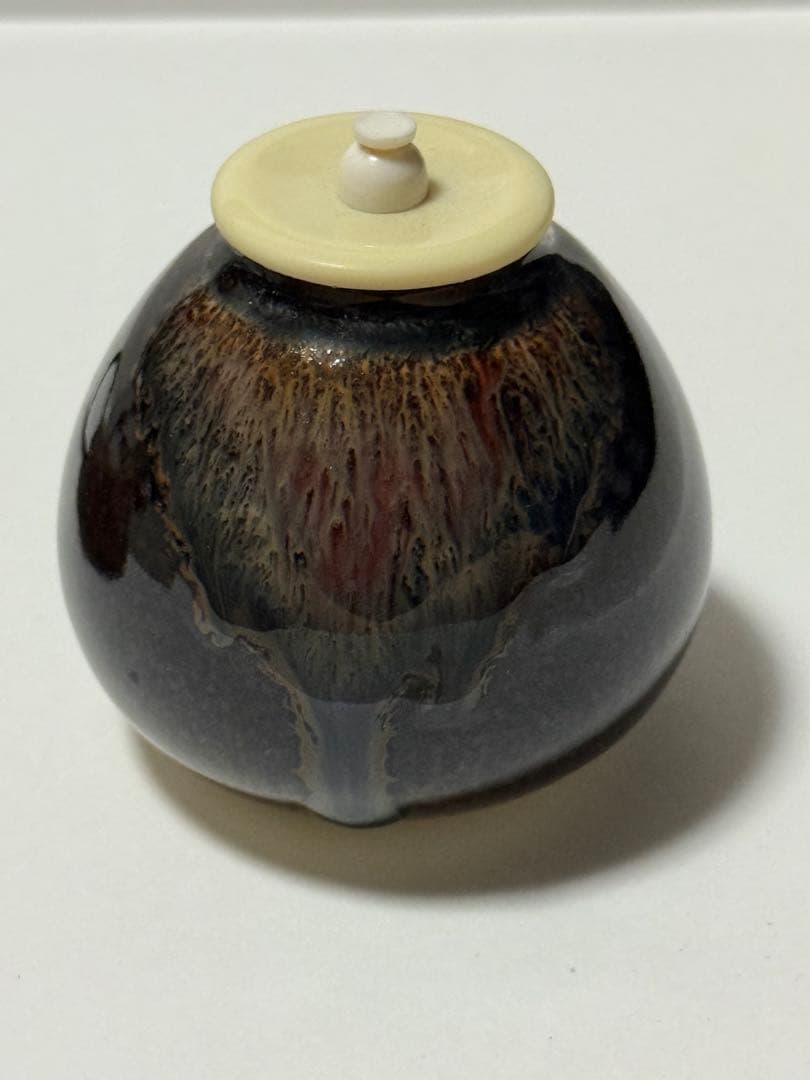 唐物 茄子茶入 茶器 茶入 陶器 茶道具 仕覆付 龍村美術織物製、文