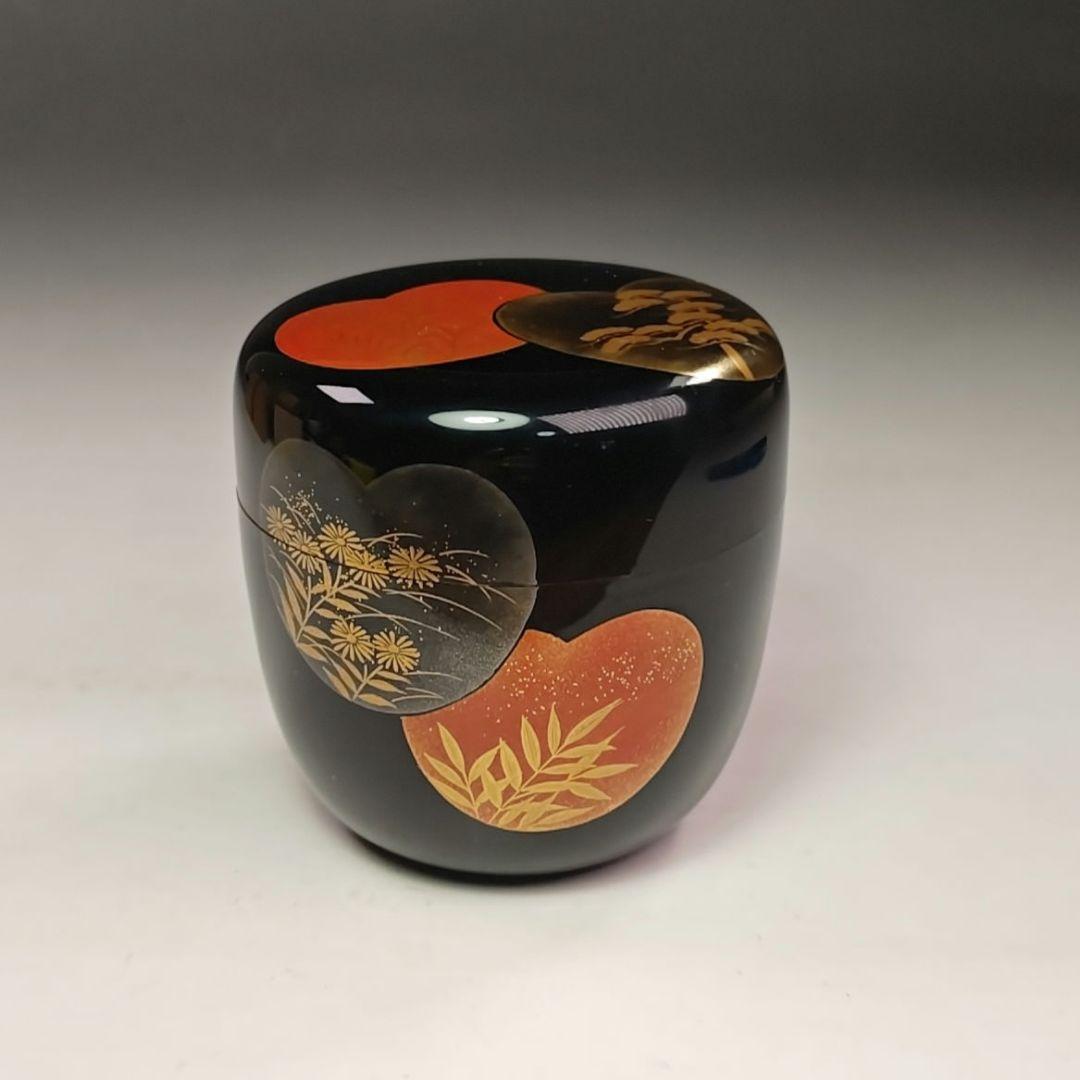 イ615 棗『中村宗伊作』『団扇蒔絵 大棗 共箱』漆塗 茶道具