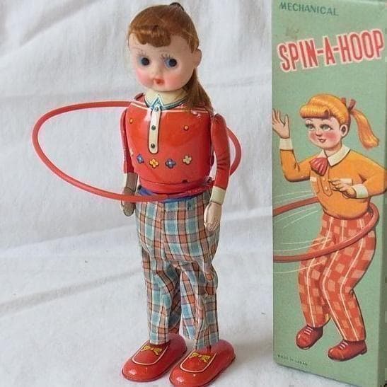 美品】フラフープガール 1950年代 箱付き ゼンマイ ブリキ (検)ソフビ