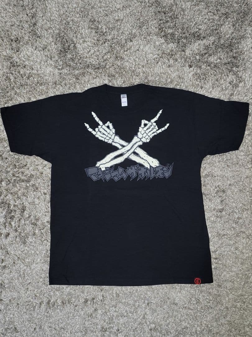 マキシマムザホルモン　メタルポーズＴシャツ(白x青) (黒)　L