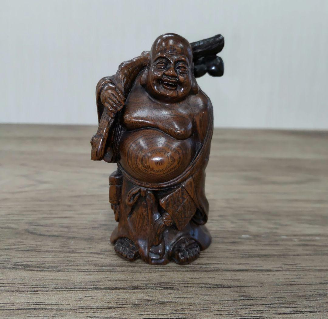 骨董品 布袋さん 木彫