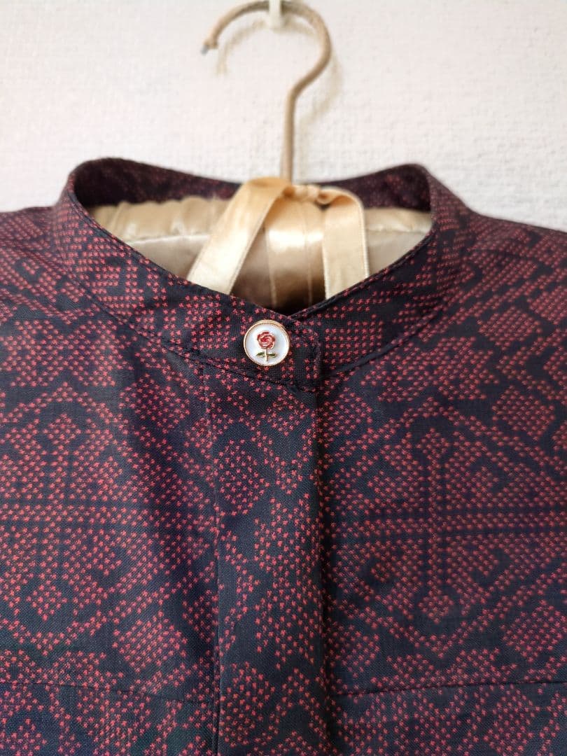 着物リメイク 大島紬 正絹 ワンピース 楽ちん細見えすっきり ジレ