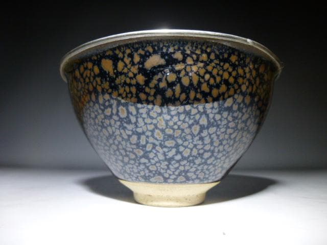 近代陶芸の祖 板谷波山 天目茶碗／共箱・共布／銀覆輪