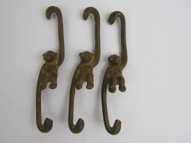 Y5-0926 高岡銅器 鋳銅製 吊花生 三日月 尺0 33cm 三猿吊金具付