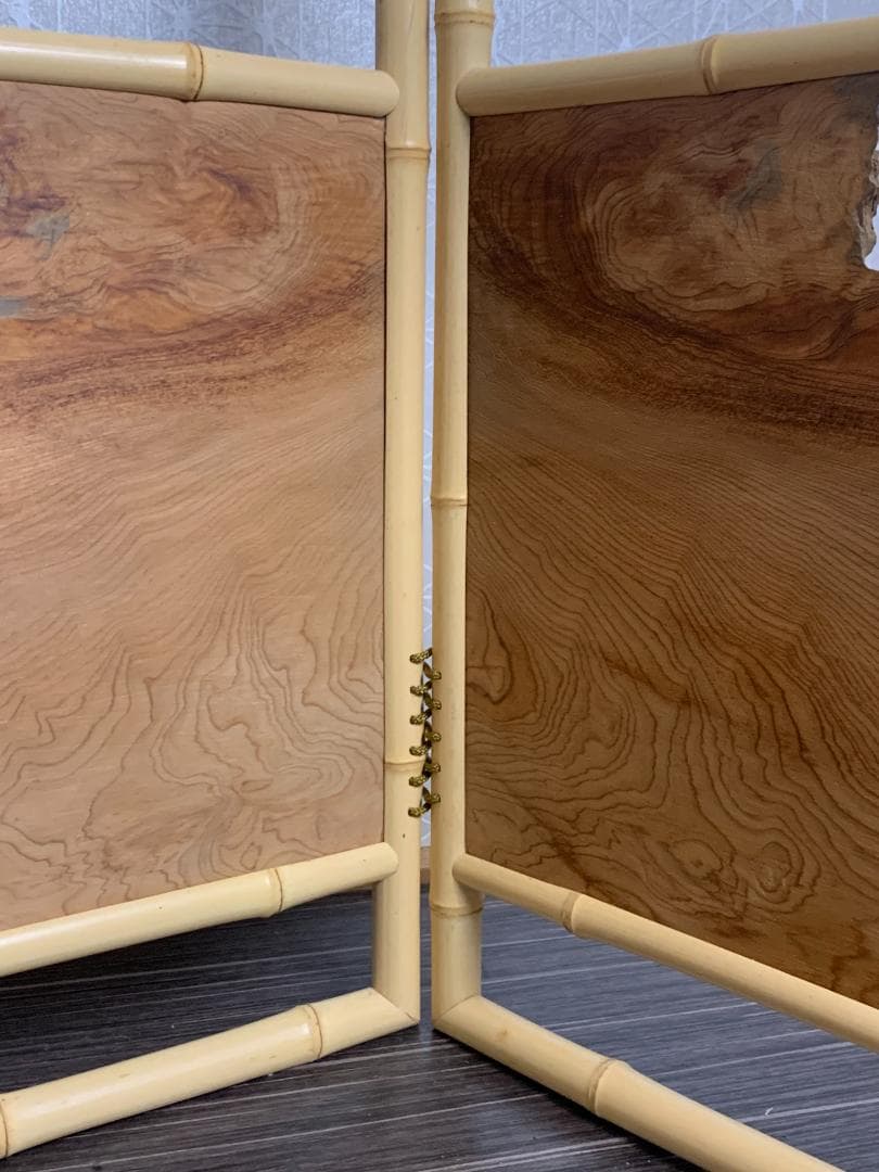 屋久杉 上透し 白竹縁 腰張 風炉先屏風 茶道具 460