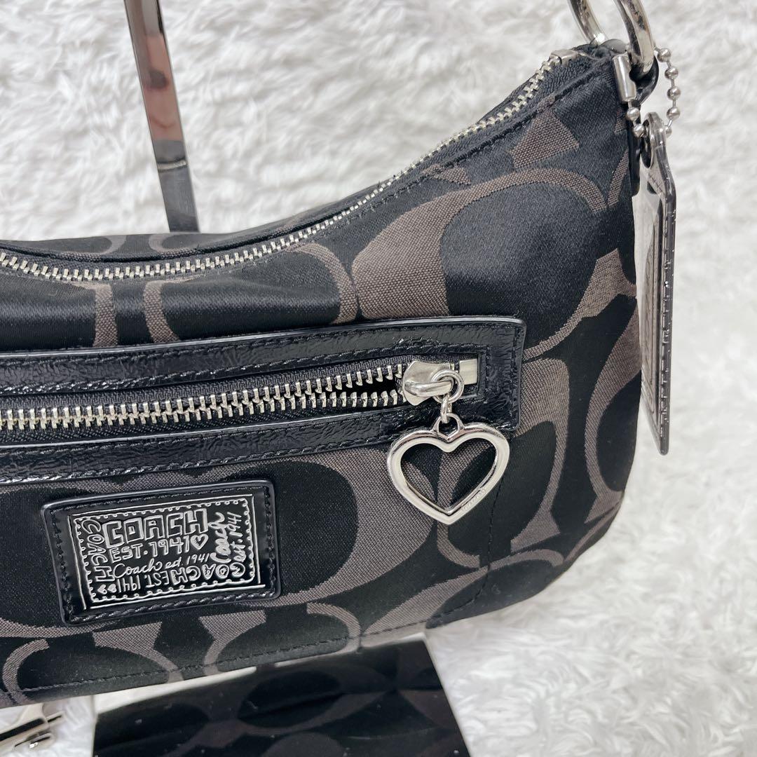 コーチ　2way ショルダーバッグ F20044 ブラック ハートチャーム