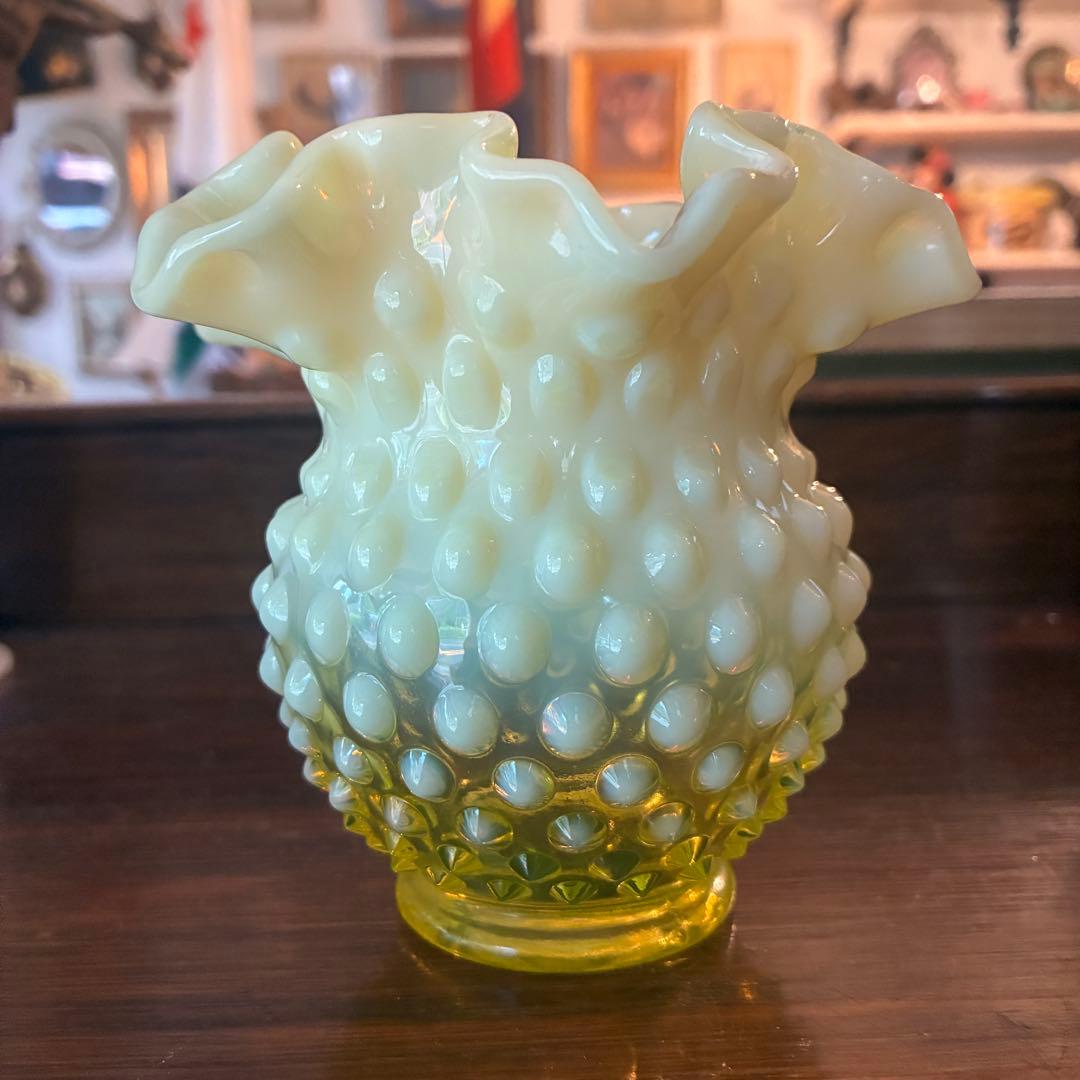 希少品！50´s〜オールドフェントン ヴァセリンFenton ウランガラス花瓶