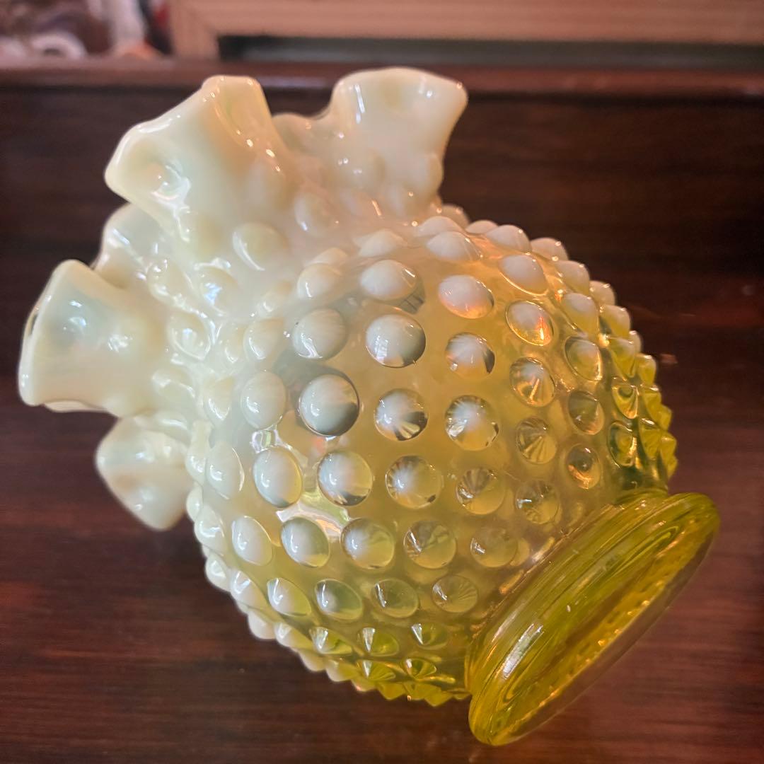 希少品！50´s〜オールドフェントン ヴァセリンFenton ウランガラス花瓶