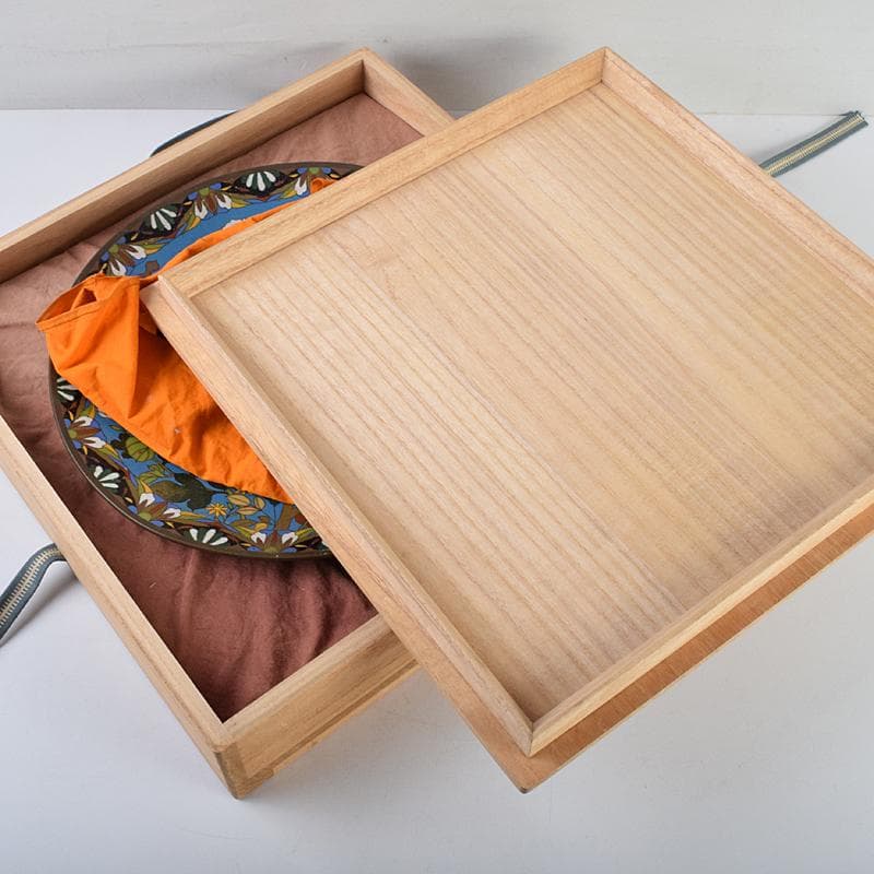 中国 古七宝琺瑯彩 七宝焼 安藤七宝店 盤 皿 2点 時代箱付 M R9532B