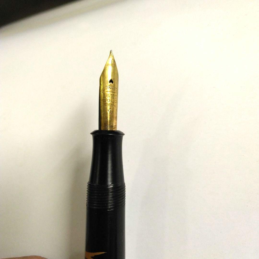 稀少・貴重】戦前 漆塗 蒔絵万年筆 14K インク止め 大正 昭和初期