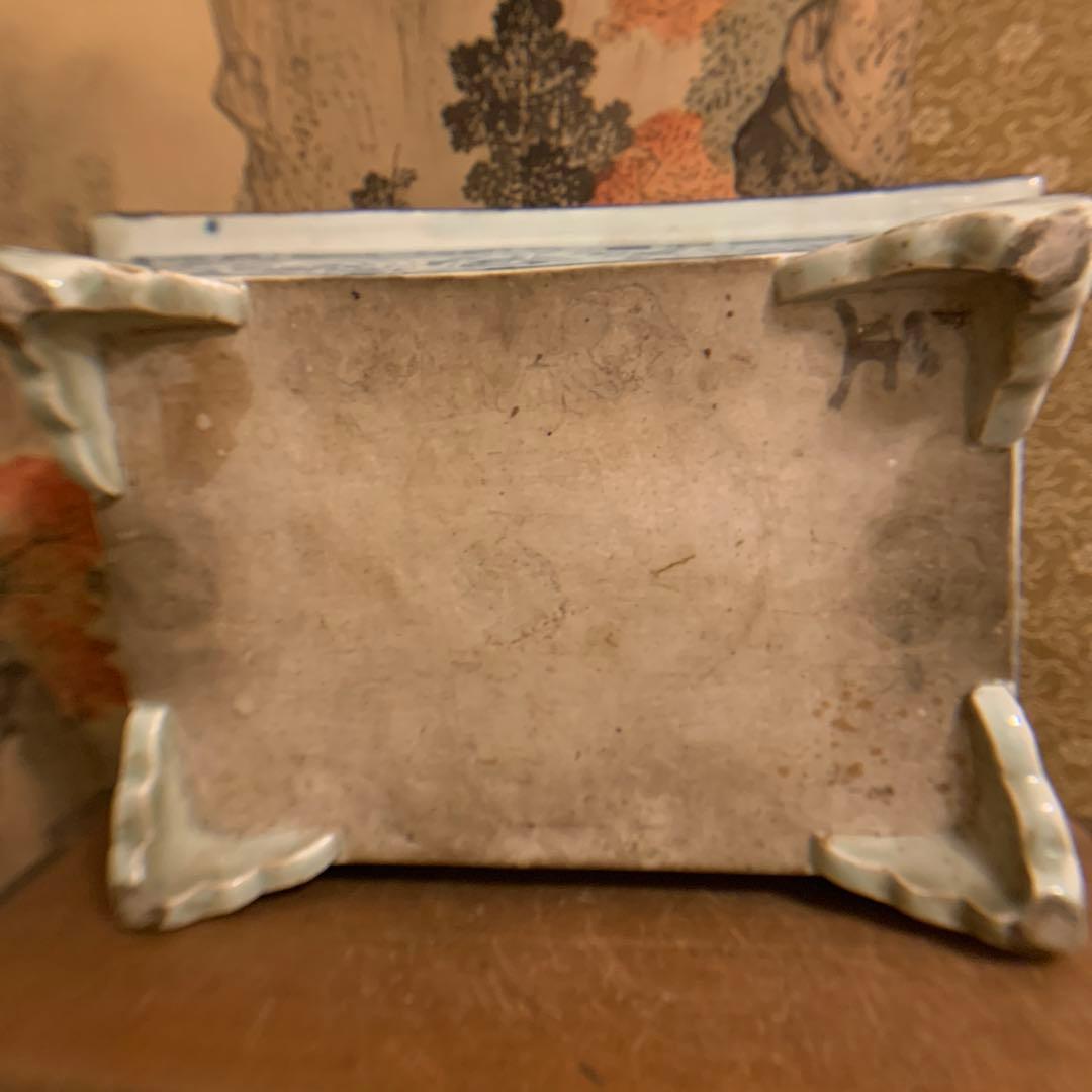 水盤  龍凤図　青華染附  大珍品　明治初期   アンティーク241