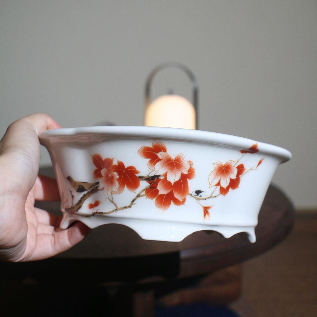 紅花海棠形陶器鉢 盆栽鉢 山野草鉢 多肉植物 植木鉢 小品大品盆栽鉢 置物