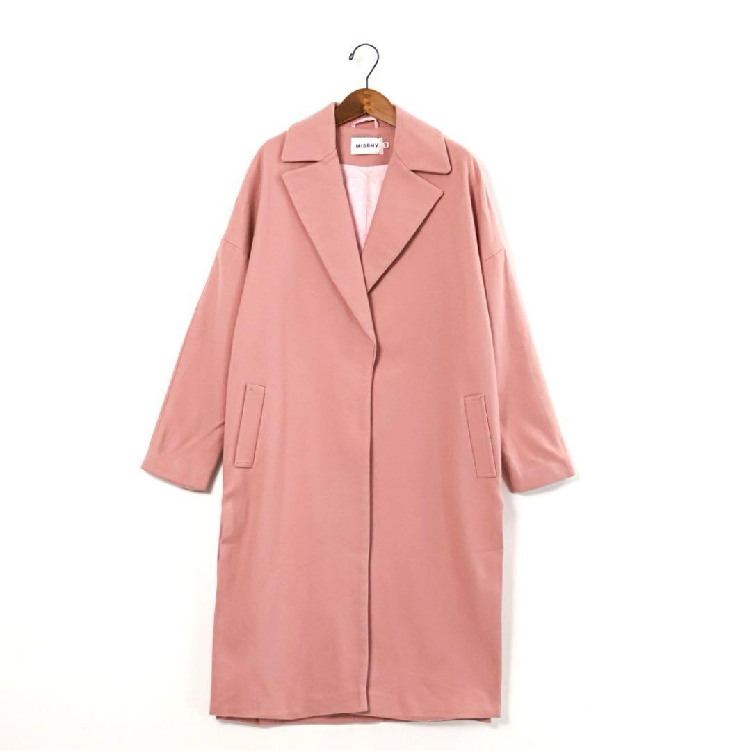 H4625-146◾️ミスビヘイブ バックプリントチェスターコート ウール