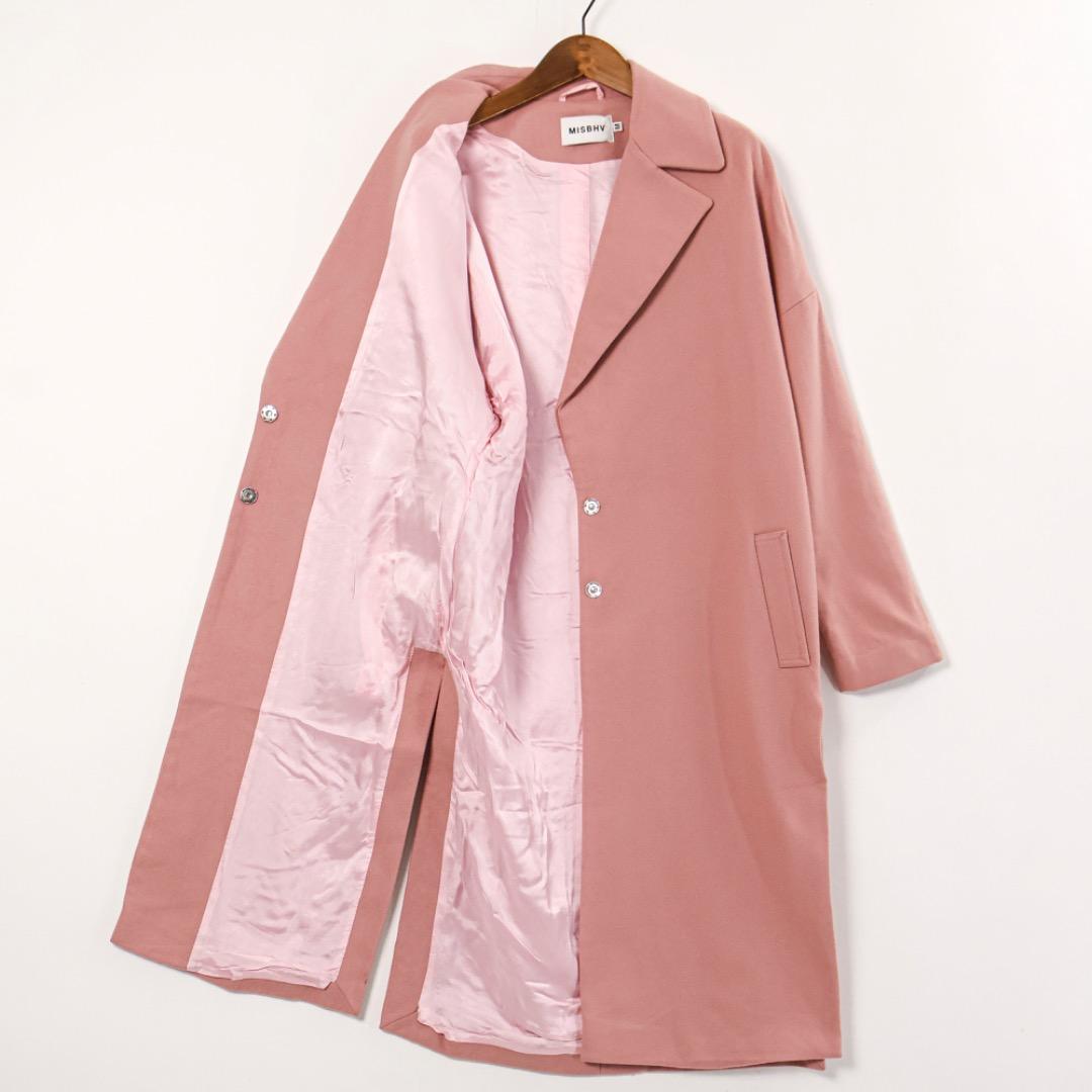 H4625-146◾️ミスビヘイブ バックプリントチェスターコート ウール