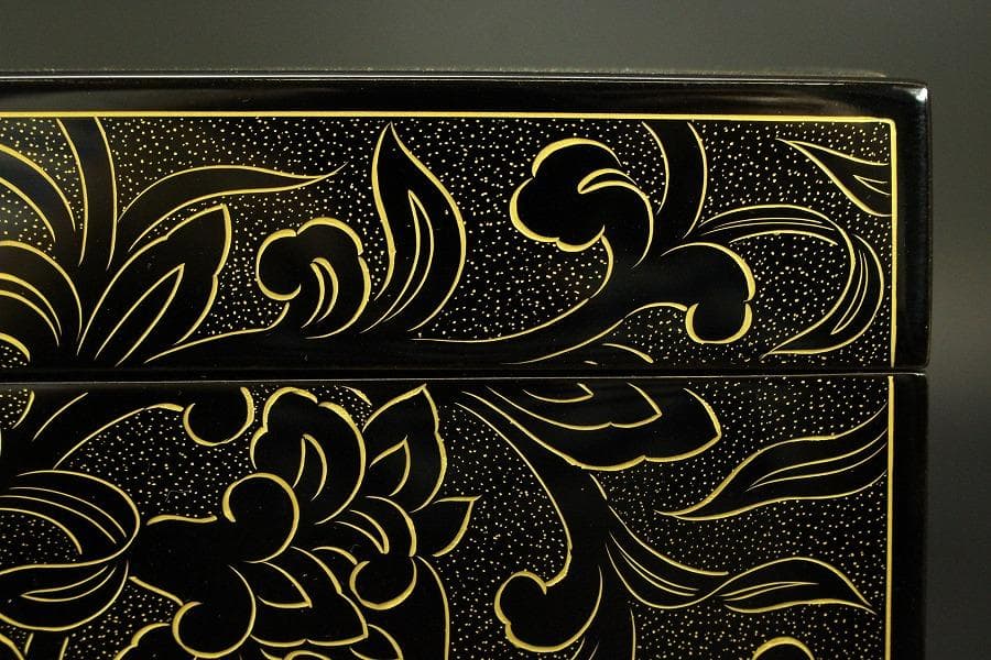輪島塗 宝相花 沈金 茶箱 未使用(ZE515)