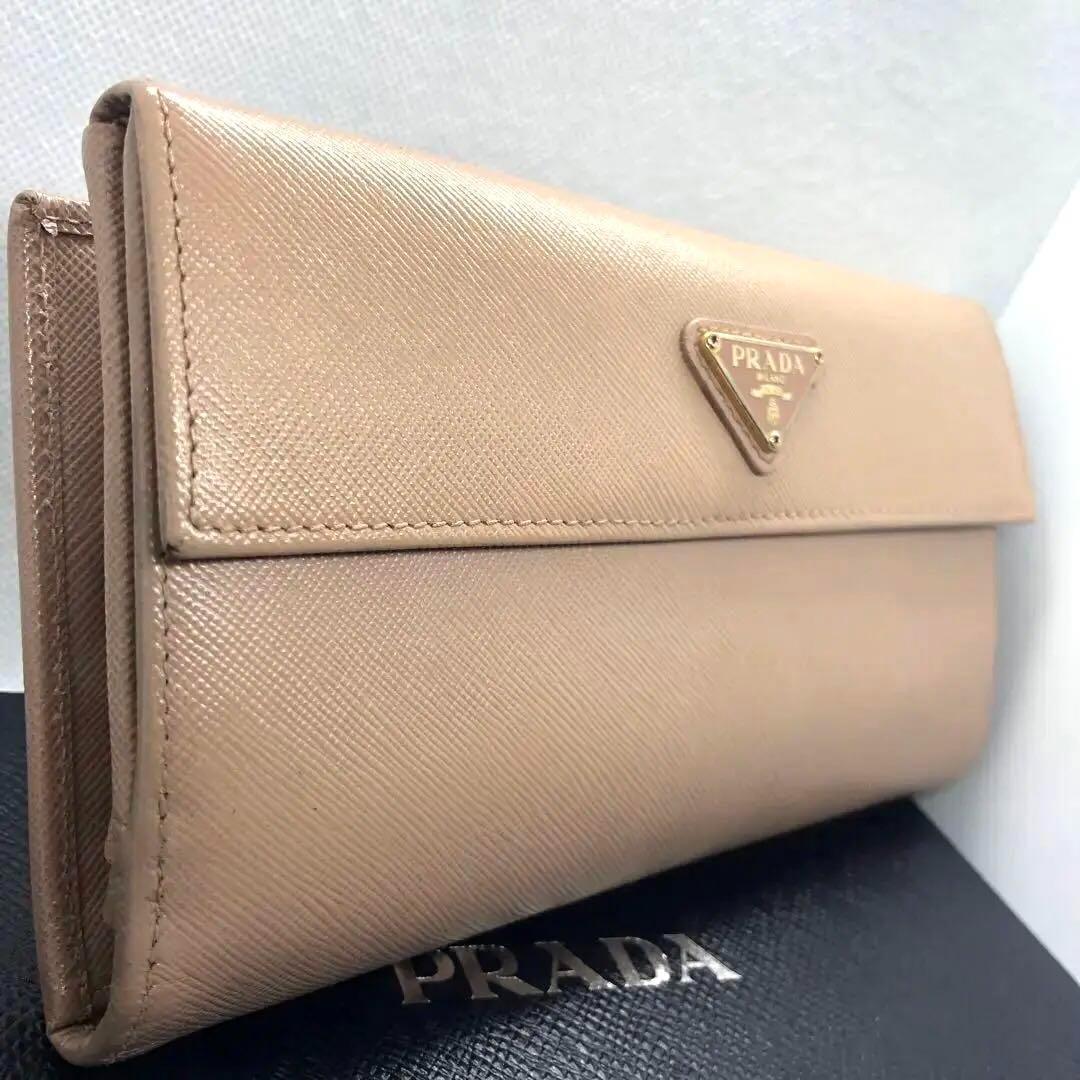 ✨希少 美品 多収納✨プラダ サフィアーノ Wホック 三角プレート 長