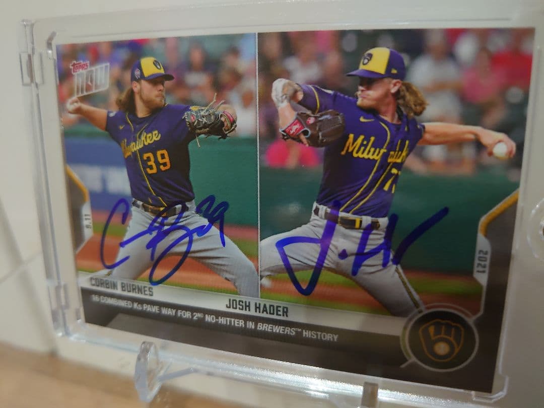 直筆サイン topps now CORBIN BURNES JOSH HADER