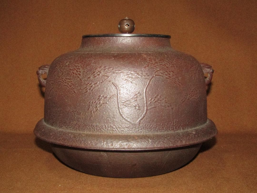 人間国宝高橋敬典真形羽釜浜松地紋茶釜釣手付】茶道具