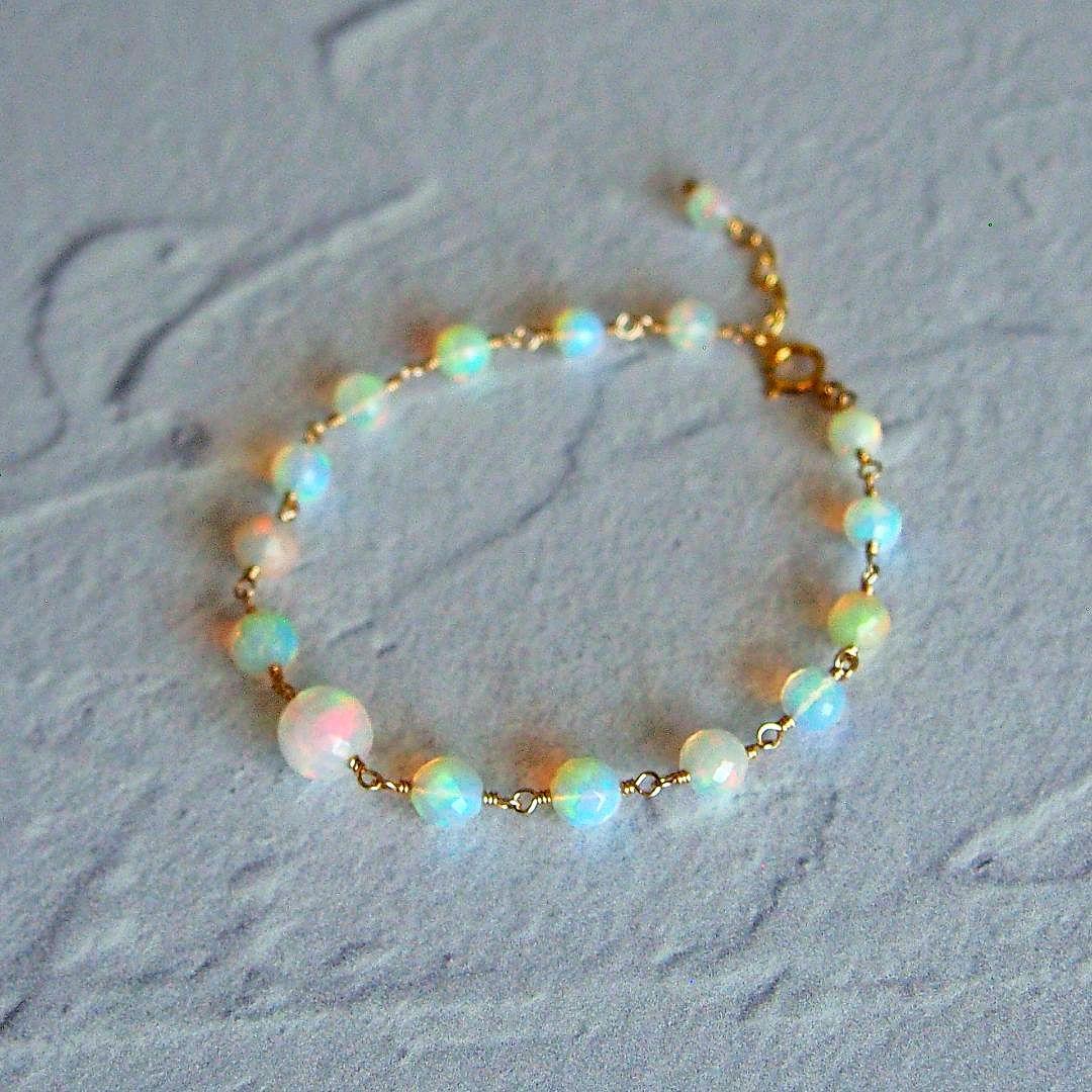 shilo様　AAA+ エチオピア産　プレシャスオパール　ブレスレット14kgf