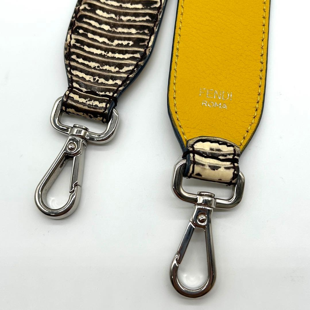 極美品 FENDI ストラップユー ショルダーストラップ パイソン×レザー 黄色