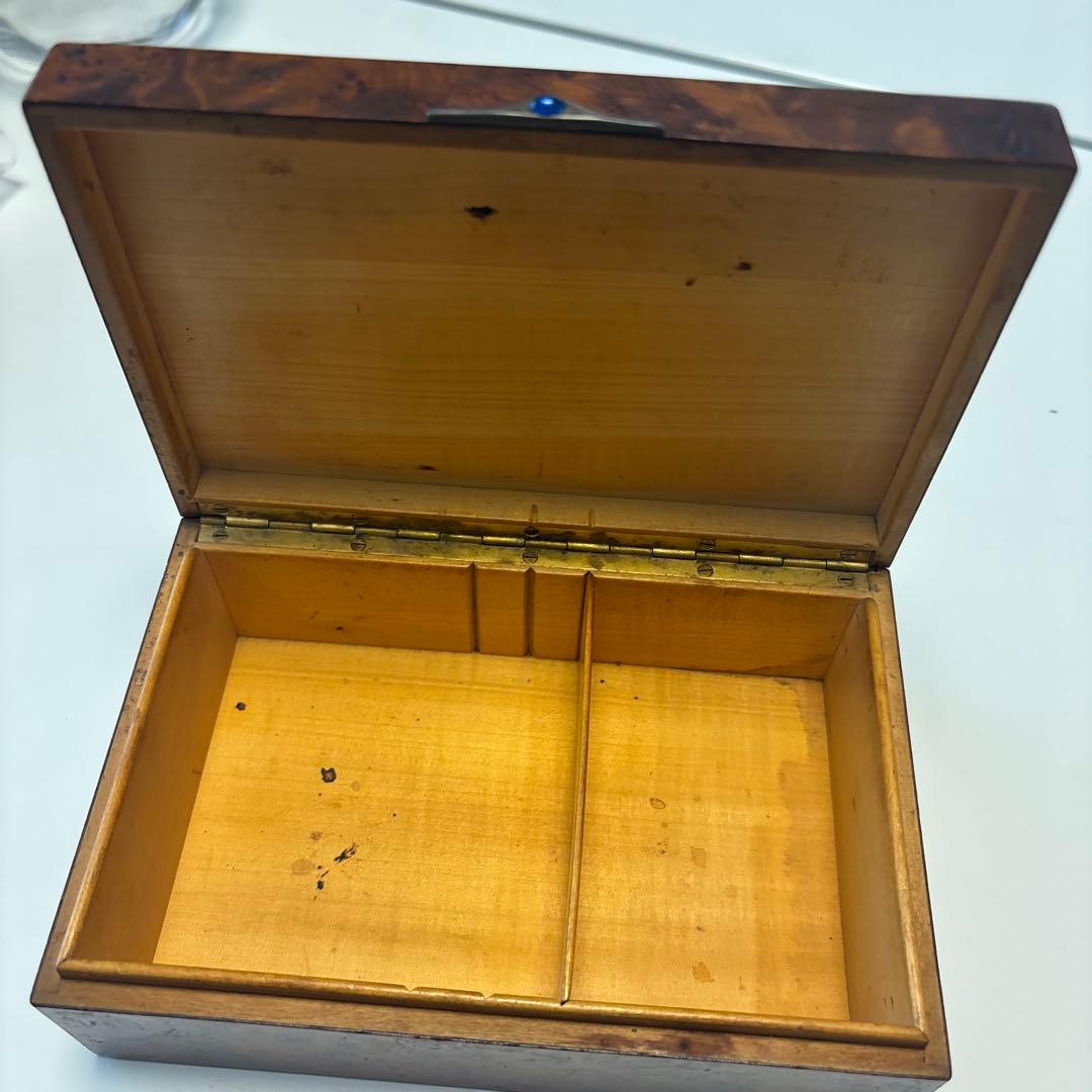 フランス ヴィンテージ アンティーク 木製ボックス 陶器装飾付き 蚤の市