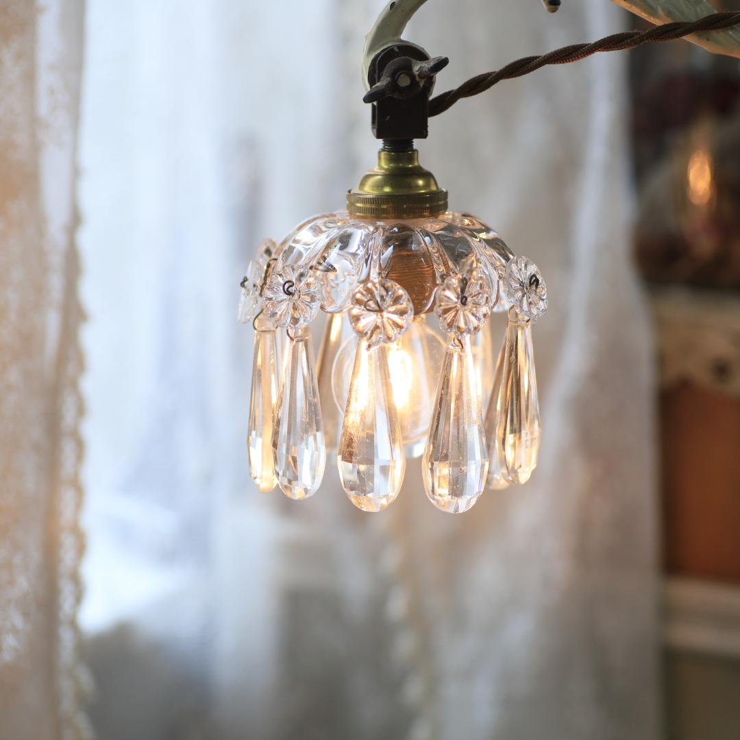 フランスアンティーク シャンデリア ガラスドロップ 照明 ランプ PARIS