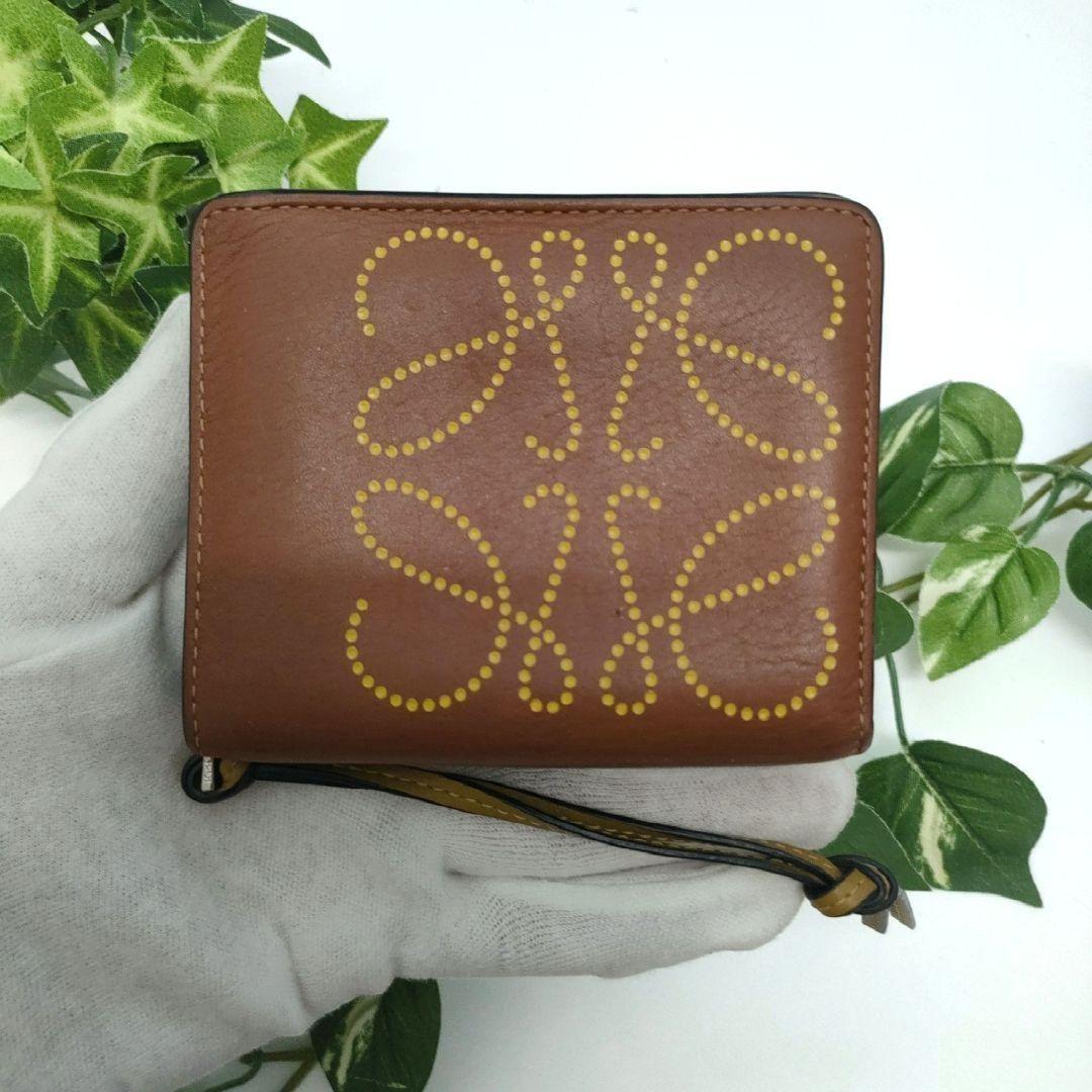 ロエベ 折り財布 アナグラムコンパクトジップウォレット ブラウン