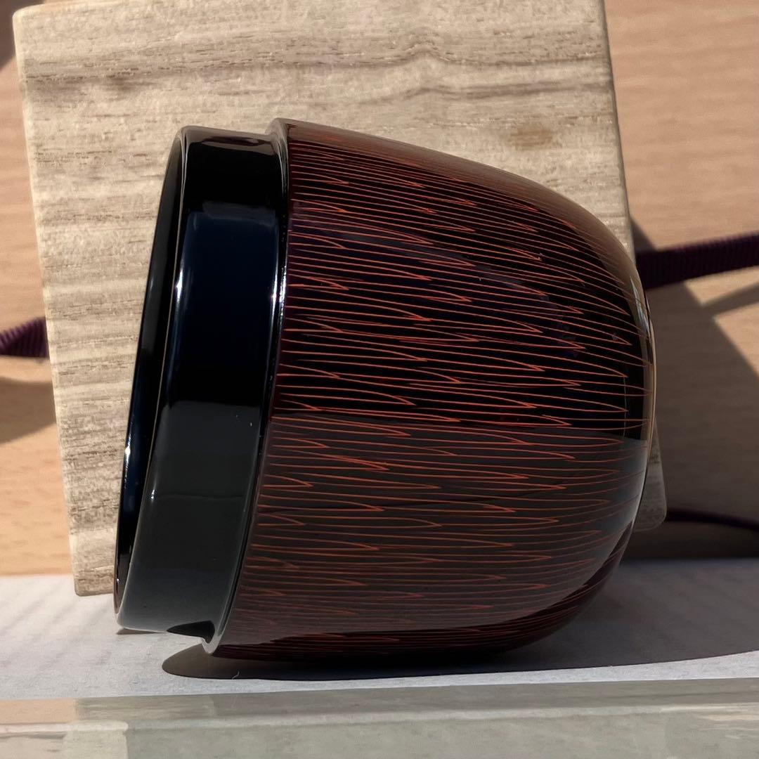 関翠雲 朱菊彫り 中棗 共箱