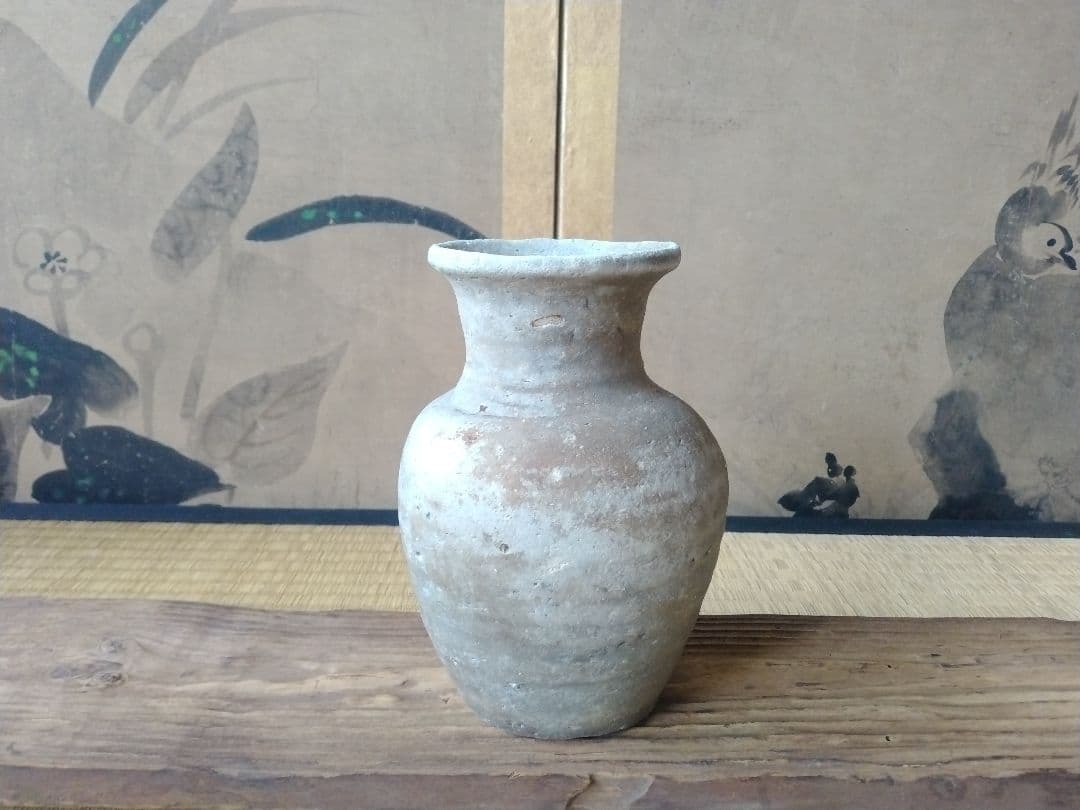 平安時代頃 須恵器瓶 骨董 古美術 仏教美術 茶道具 華道 花器 土器 徳利