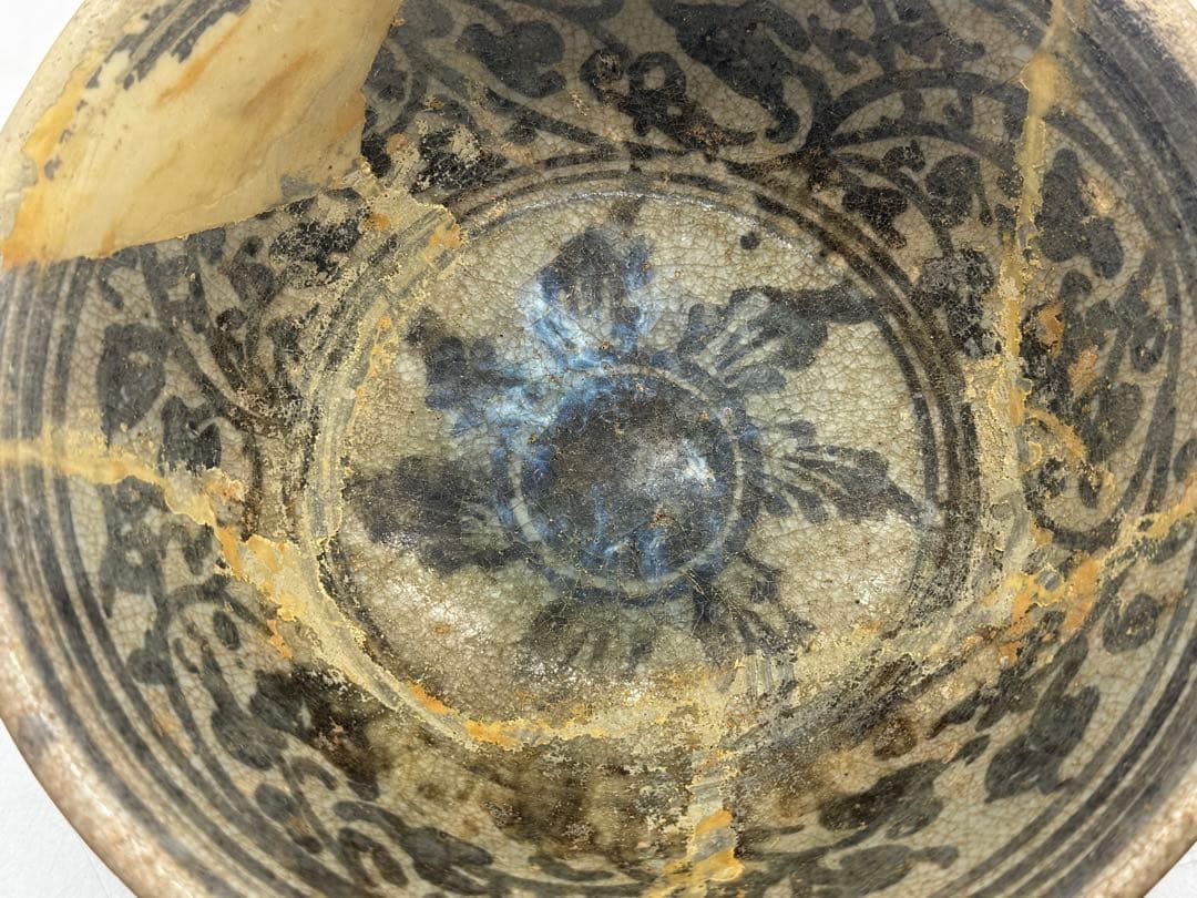 古安南　染付　花卉紋お碗② アンティーク　送料込み251114