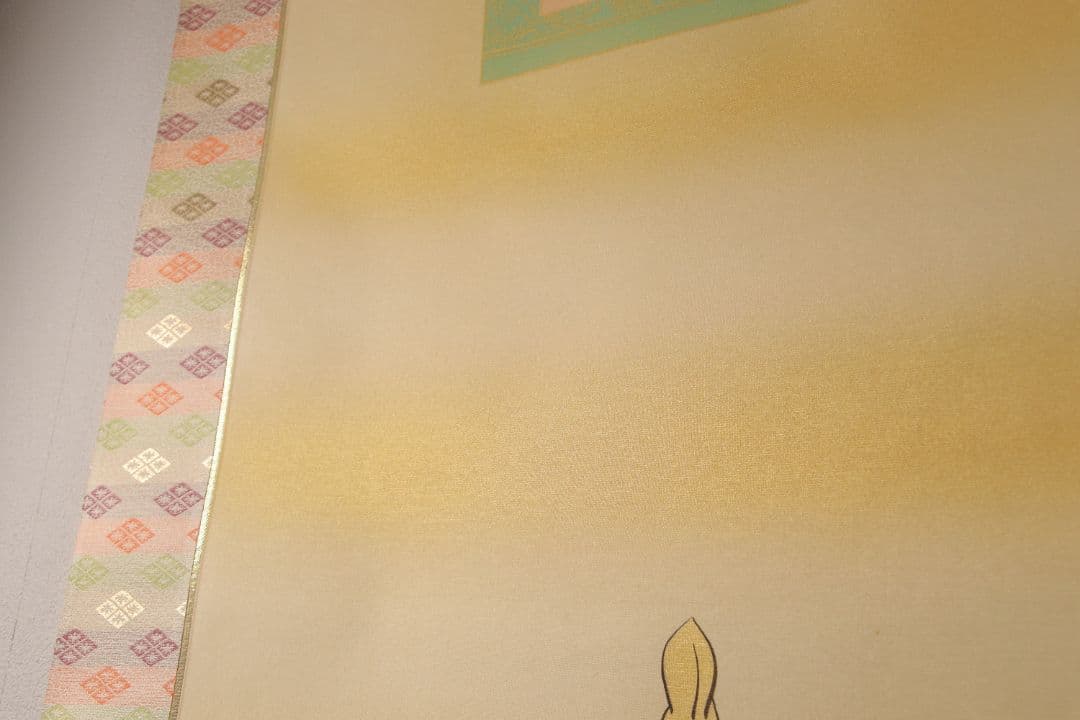 【模写】宮永春水「御雛」絹本 掛軸 日本画 金彩 彩色 共箱 桃節句 M754