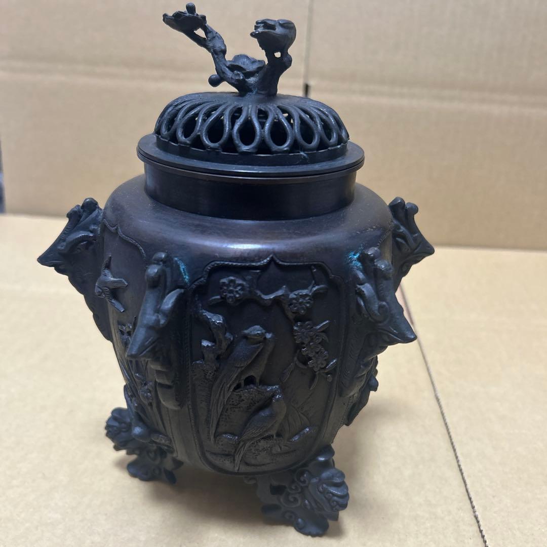 香炉 金工師 米田秀保 高岡銅器 青銅 名工 米田秀保造 銅製 立龍提