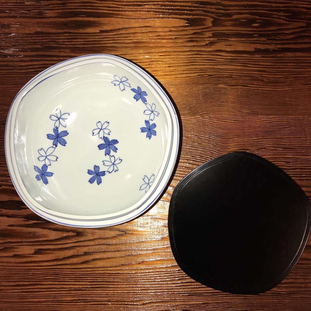 茶道具 染付桜川水指 西村徳泉作