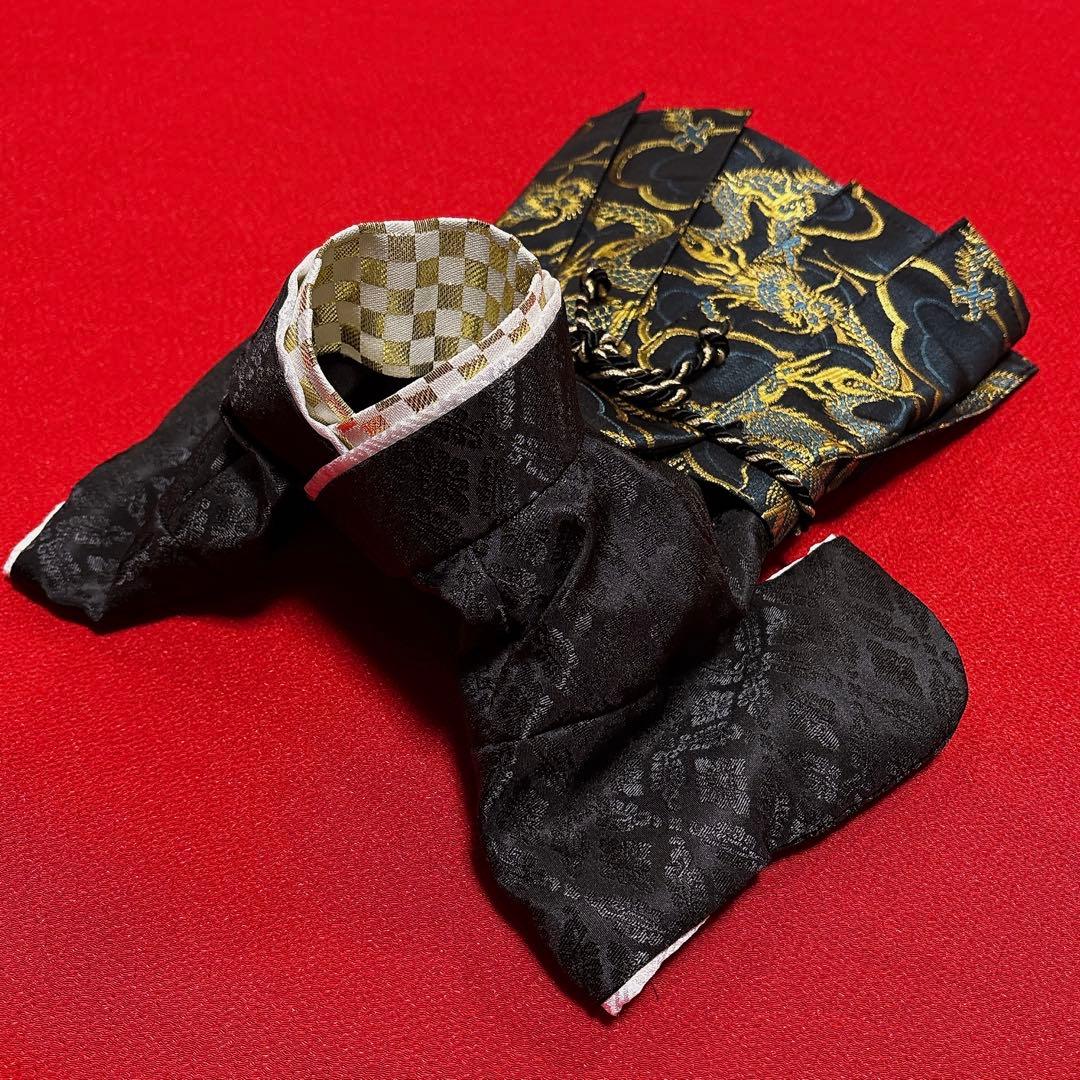 即納✨犬の袴✨犬用本格袴セット XS 黒×青 龍