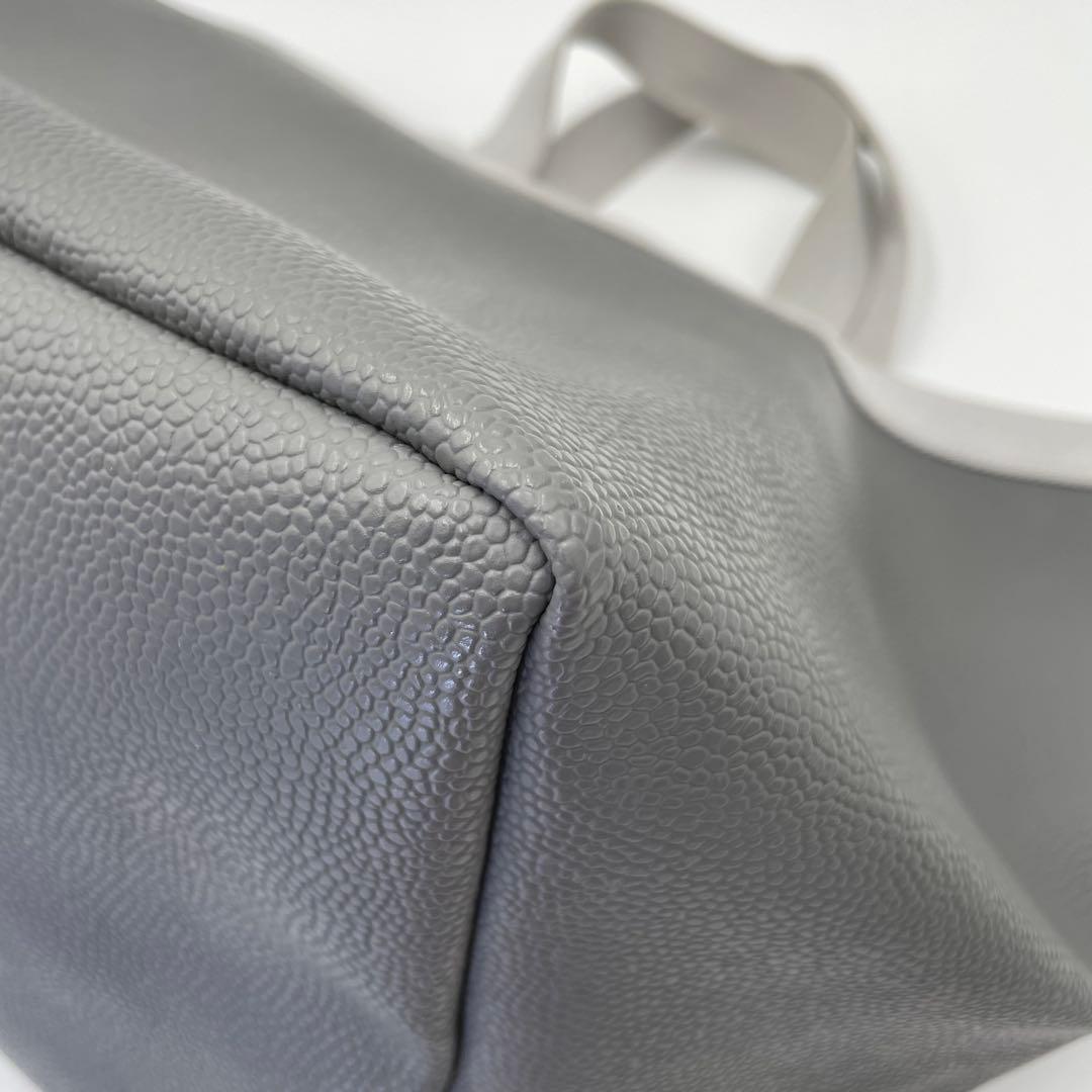 美品 エルベシャプリエ ハンドバッグ 舟型トート L 725GP レザー グレー