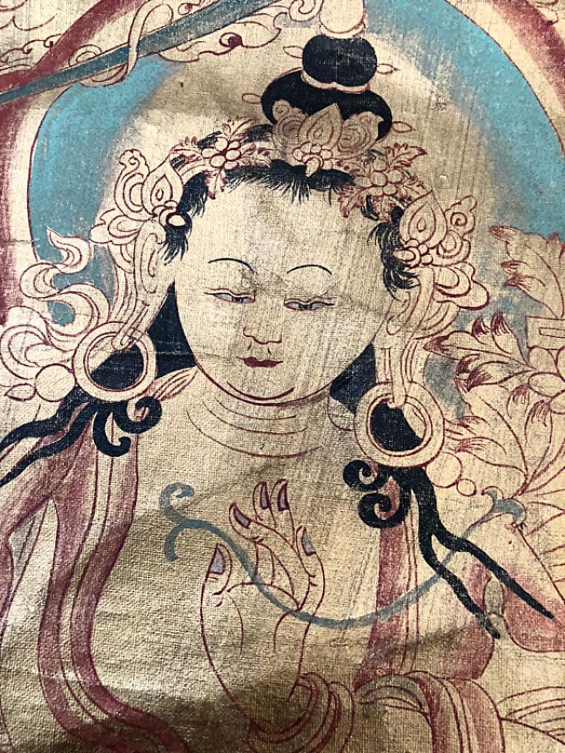 ① 中国 仏教美術 唐物 明代 分院 伝世品 曼荼羅 古玩 タンカ 如来菩薩