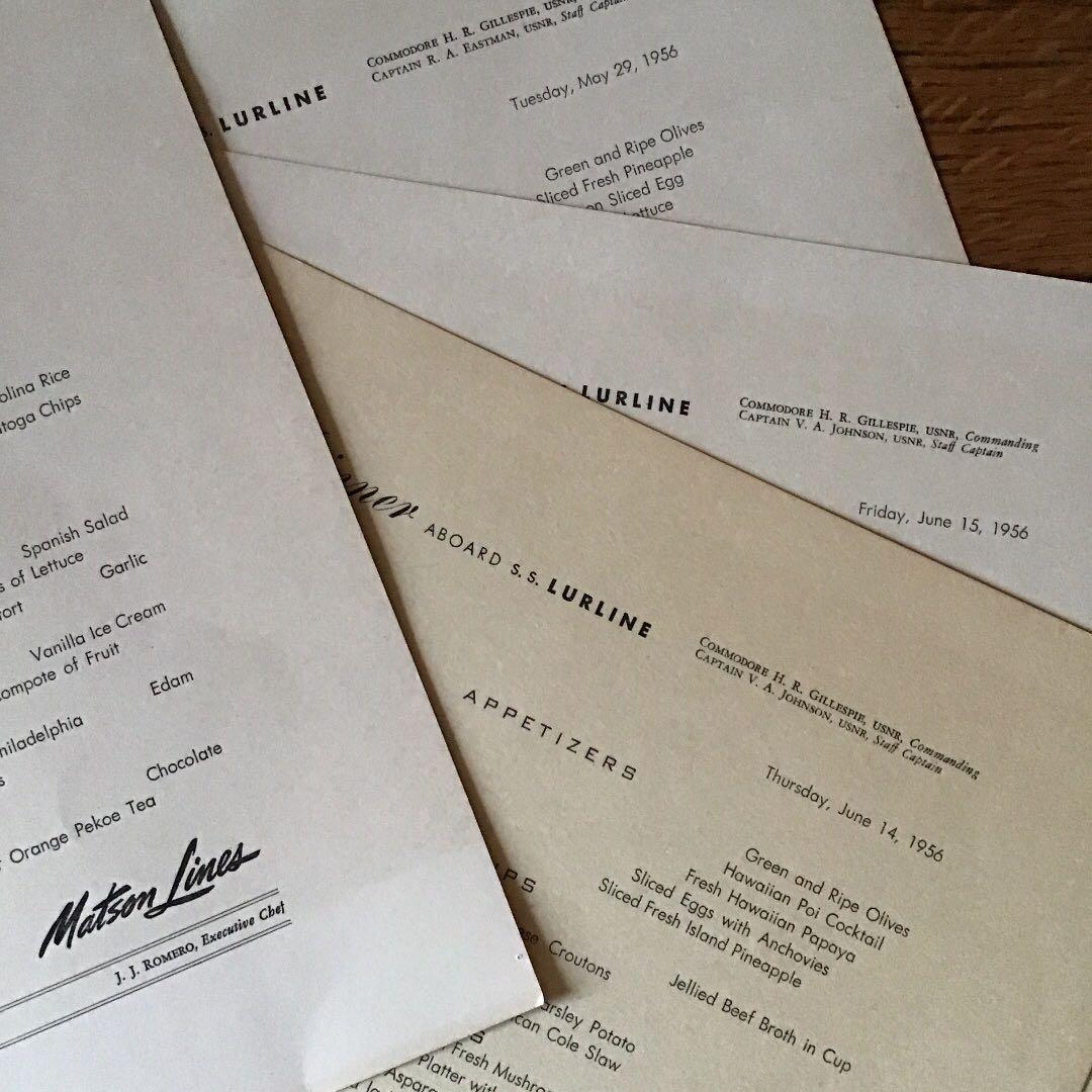 ハワイアン ビンテージ マトソンライン メニュー4点セット 1956年