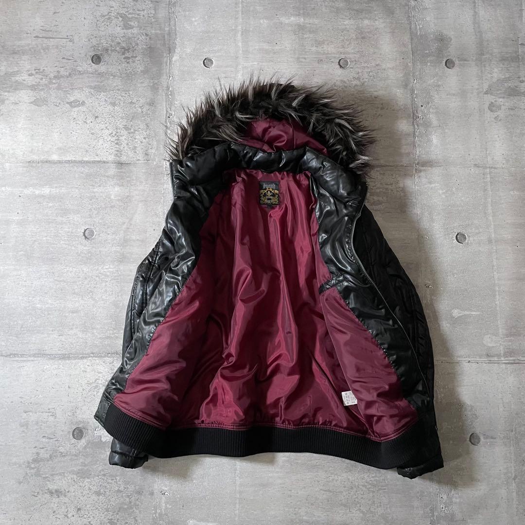 メッシュファー付き ダウンジャケット 光沢 平成 お兄系 y2k opium