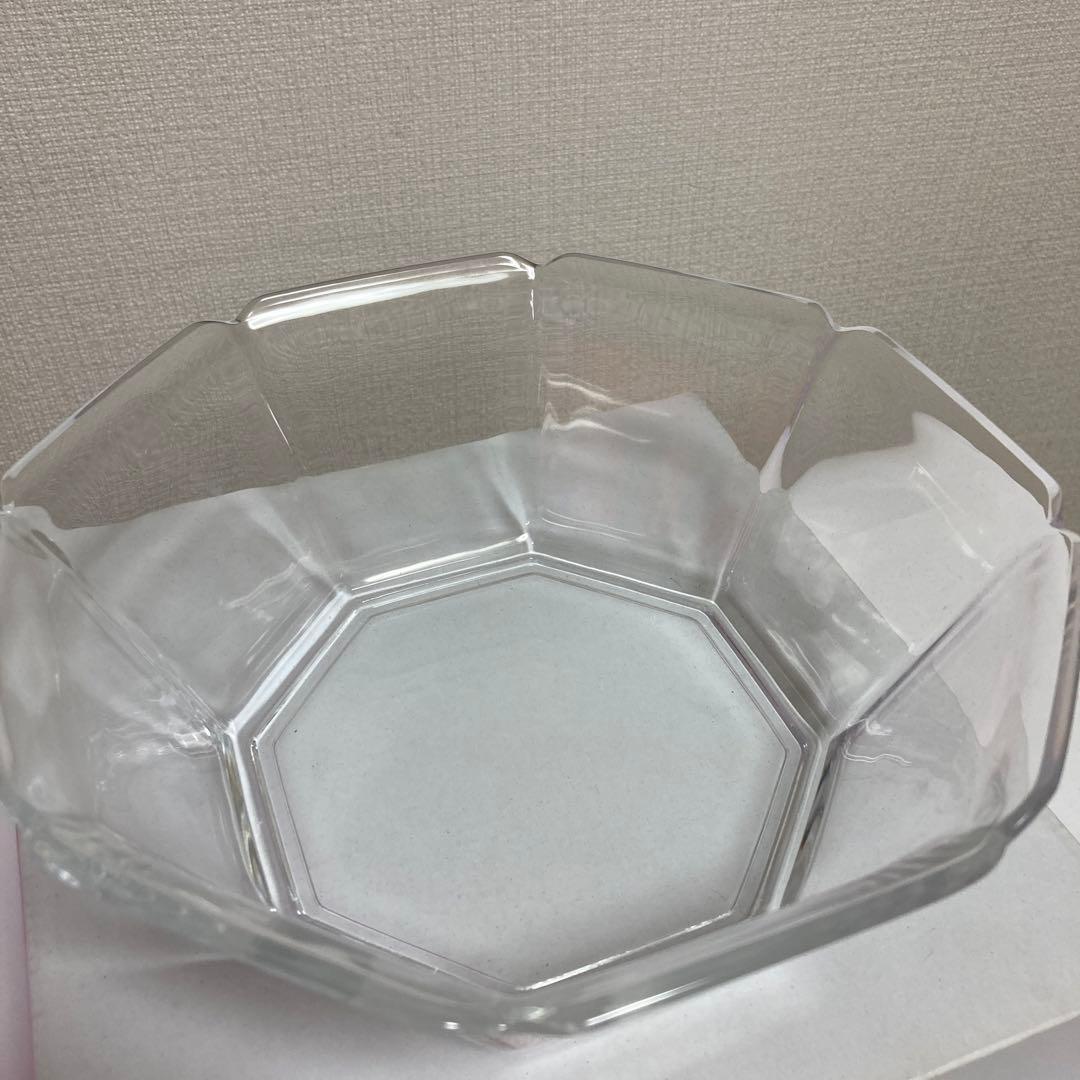 HOYA CRYSTAL クリスタルガラス 大鉢入れ物八角形 ガラスボウル 中型