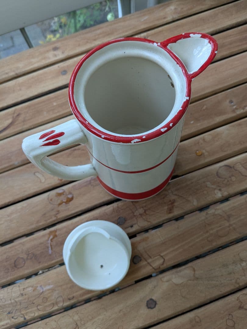 アンティーク SADLER レトロな白と赤の陶器ポット 陶器 アンティーク