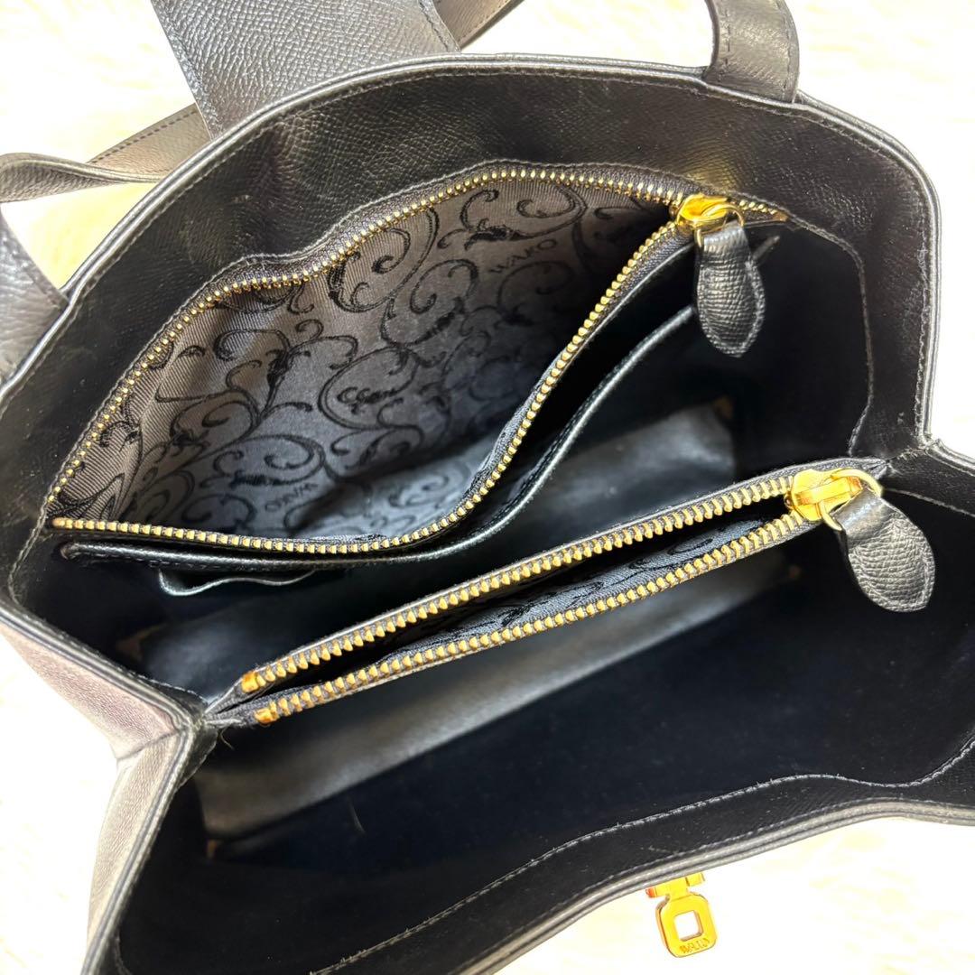 【極美品】WAKO 銀座和光 サフィアーノレザー ゴールド金具　ハンドバッグ　黒
