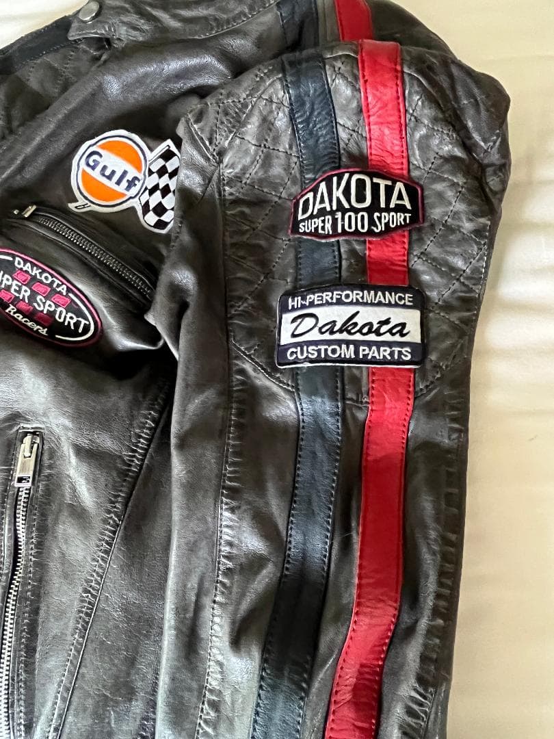 DAKOTA/GULF レザージャケット レーシングストライプ付き