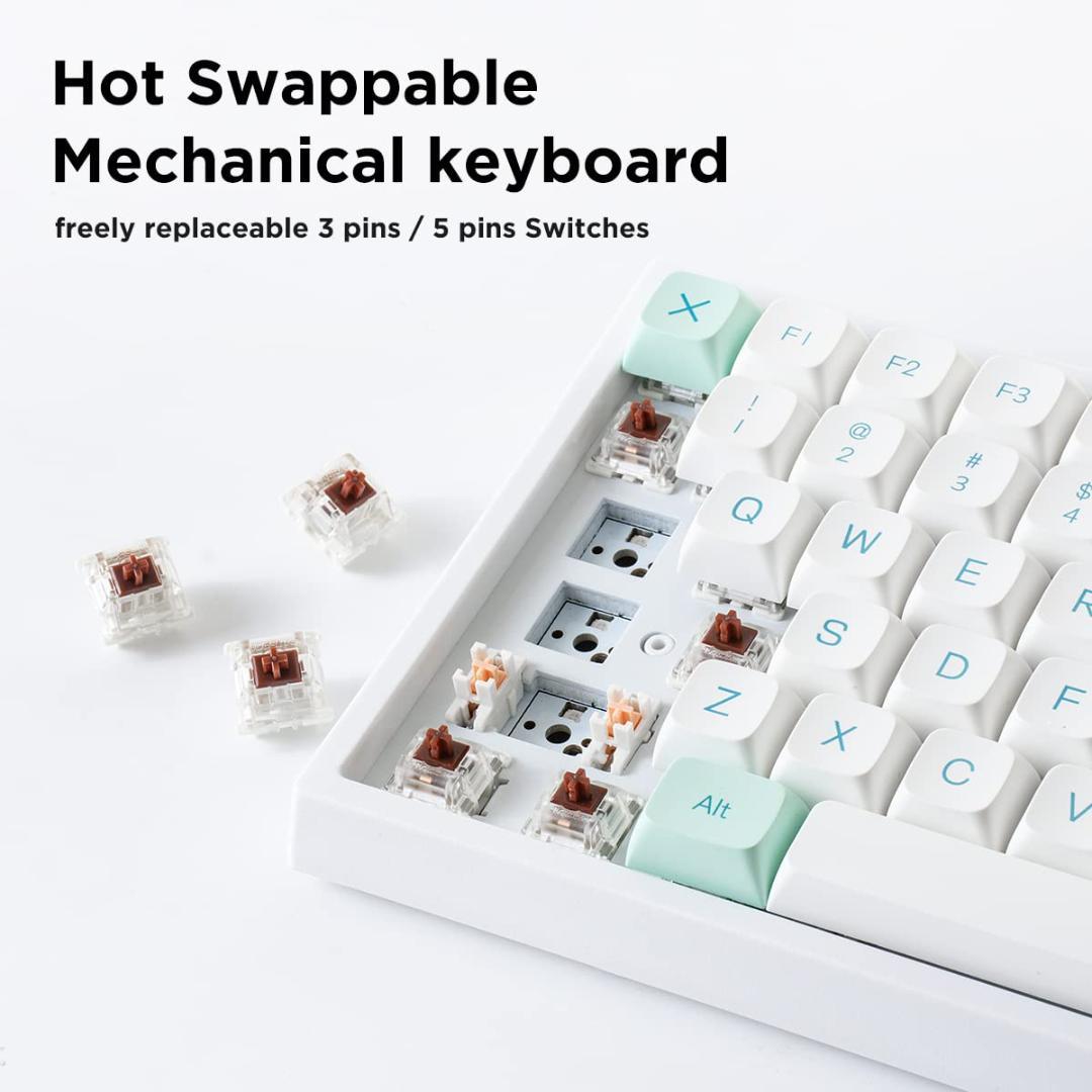 ☆3モード接続ホットスワップメカニカルキーボードミントグリーン