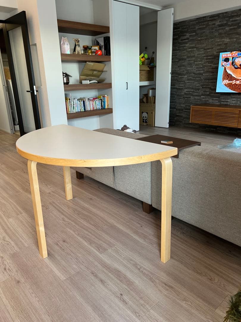 アルテック 95 テーブル 半円形 120cm ホワイトラミネート